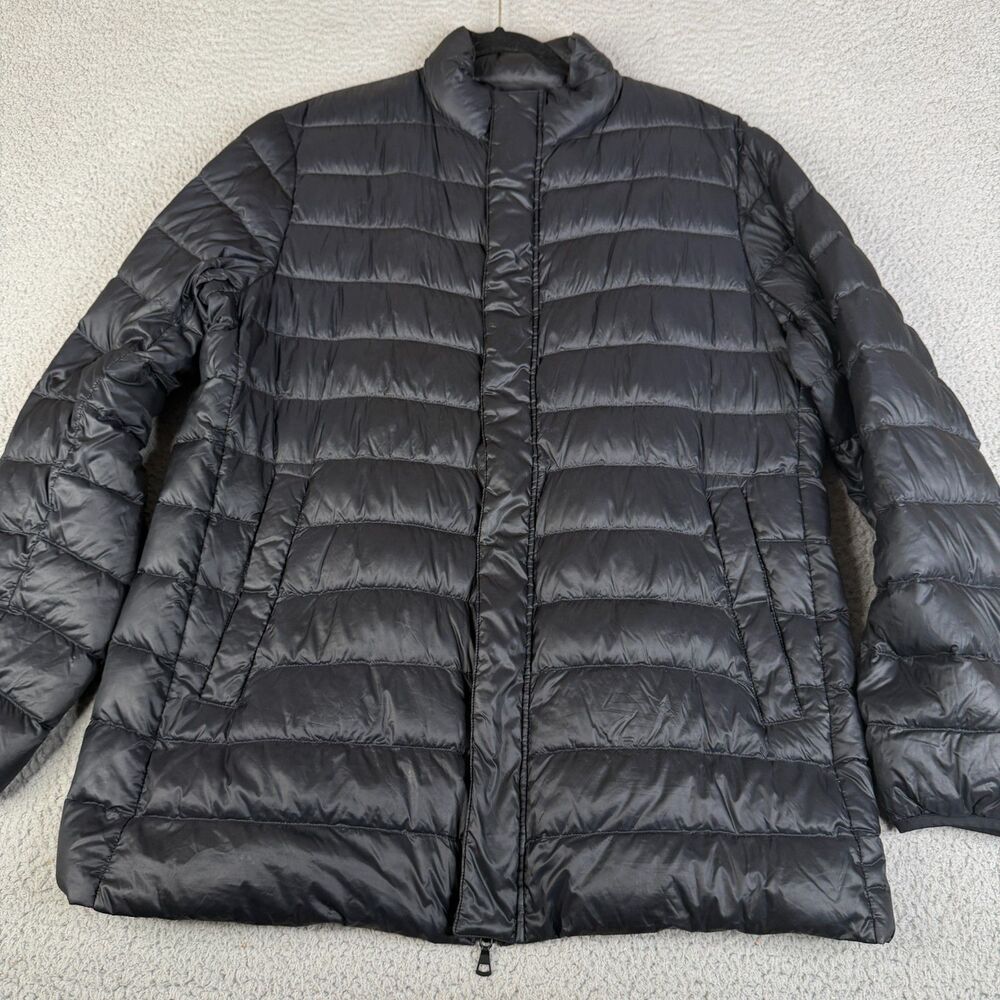 UNIQLO Down Puffer Jacket Women L Black Full Zip Long Sleeve Quilted Lightweight